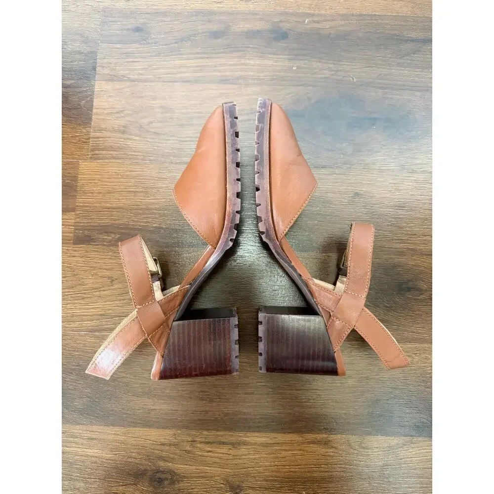 Madewell Claudie Heeled Lugsole Mary Janes Brown Leather Sz 10.5 Preppy Casual